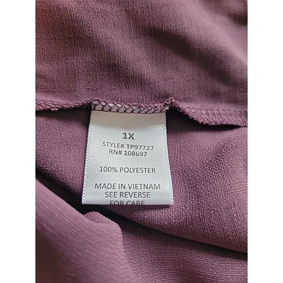 Sweet Rain Purple SS Button Up Tie Front Shirt Women's Plus 1X - Picture 14 of 14